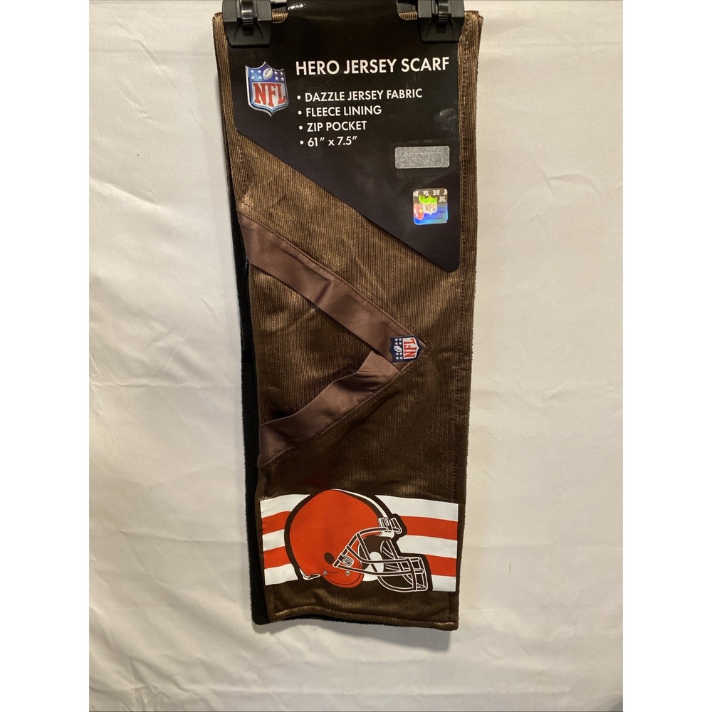 CLEVELAND BROWNS HERO JERSEY SCARF w/ HIDDEN POCKET